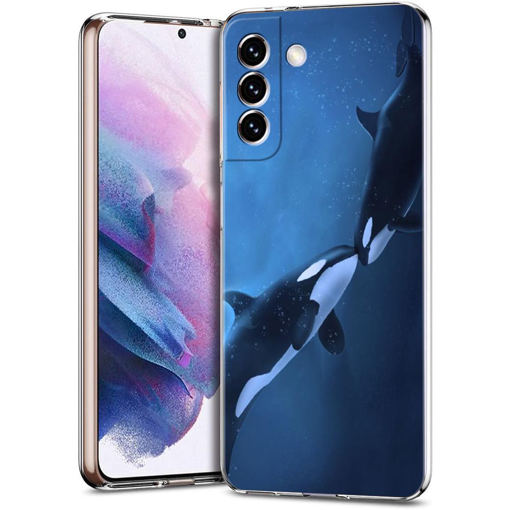 Phone Case For Samsung Galaxy S24 Ultra S23 FE S22 S20 S21 5G S10 S9 Plus S10E S8 Clear Orca ocean lovely killer whale Cover