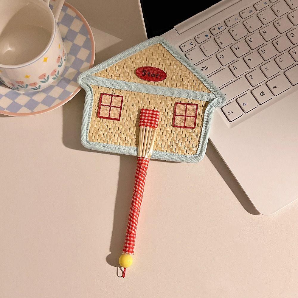 Cute Hand-Woven Fan Portable Decorative Handheld Fans Gift Hand Braided Fan Photo Prop