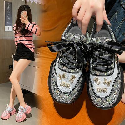 Damenschuhe Neue Strass Damen Sneaker Diamant Atmungsaktiv Luxus Designer Lässige Dicke Sohlen Schuhe Mujer Sneakers