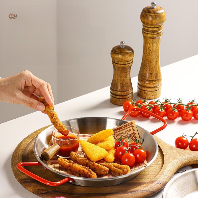 Paella Seafood Rice Pot: Stainless Steel Double-Ear Pan