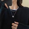 Double-layer stacked circle necklace female niche design high-end sweater chain new autumn and winter accessories