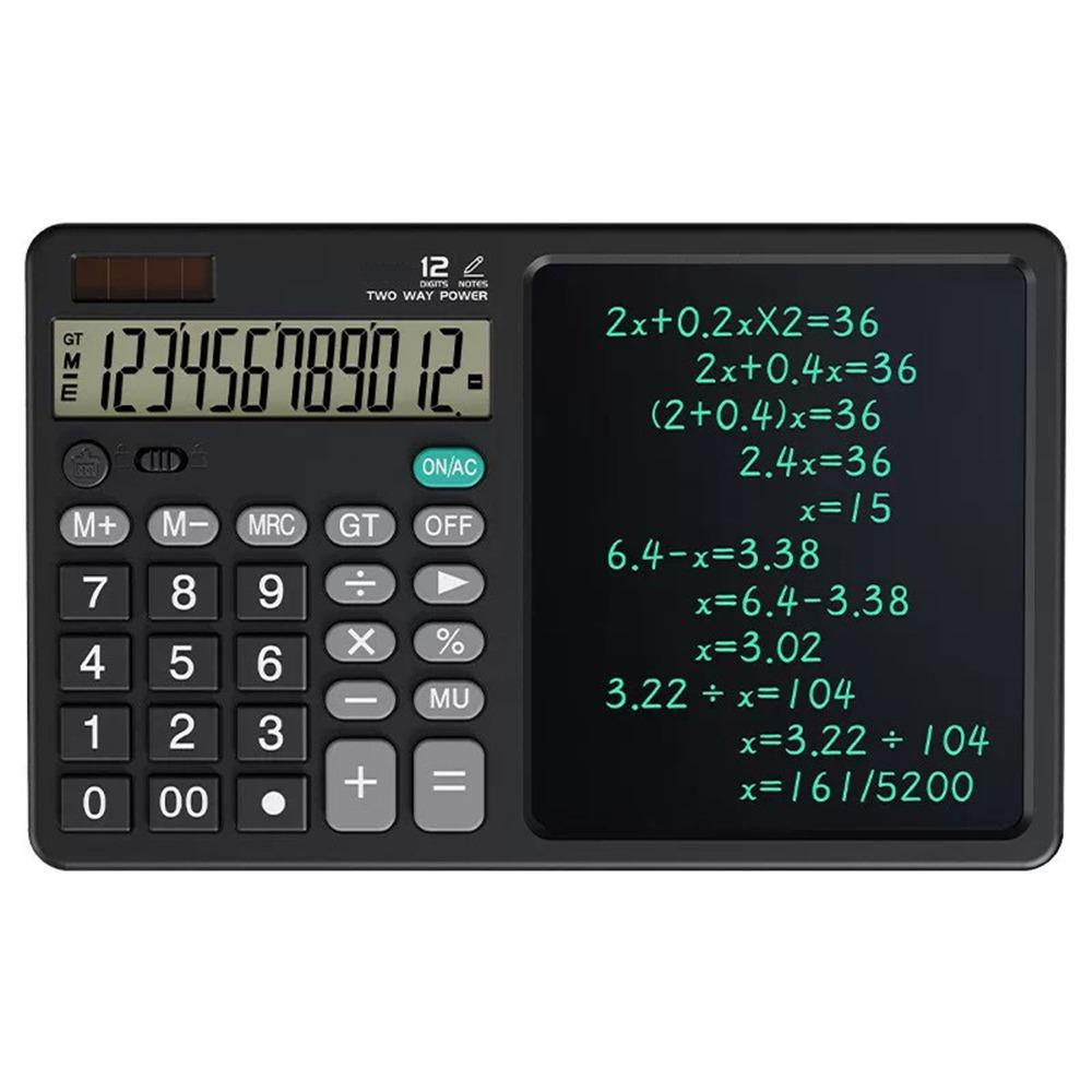 12 Digits 2in1 Calculator With Writing Pad Solar Power Math Calculator Dual Stylus Pen Calculator Lcd Tablet
