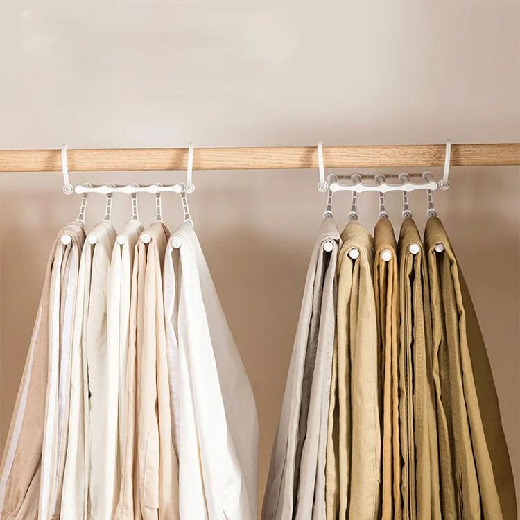 5 in 1 Stainless Steel Pants Rack Wardrobe Storage Adjustable Magic Trouser Hangers Multifunction Towel Shelves Closet Organizer