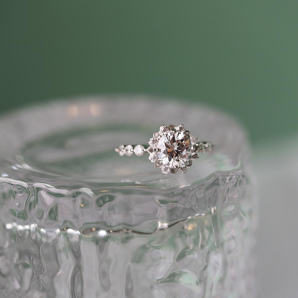 Tancise Kvinner Klassisk 925 Sterling Sølv Zirkon Ring Dame Smykker Bryllup Løfte Festgave