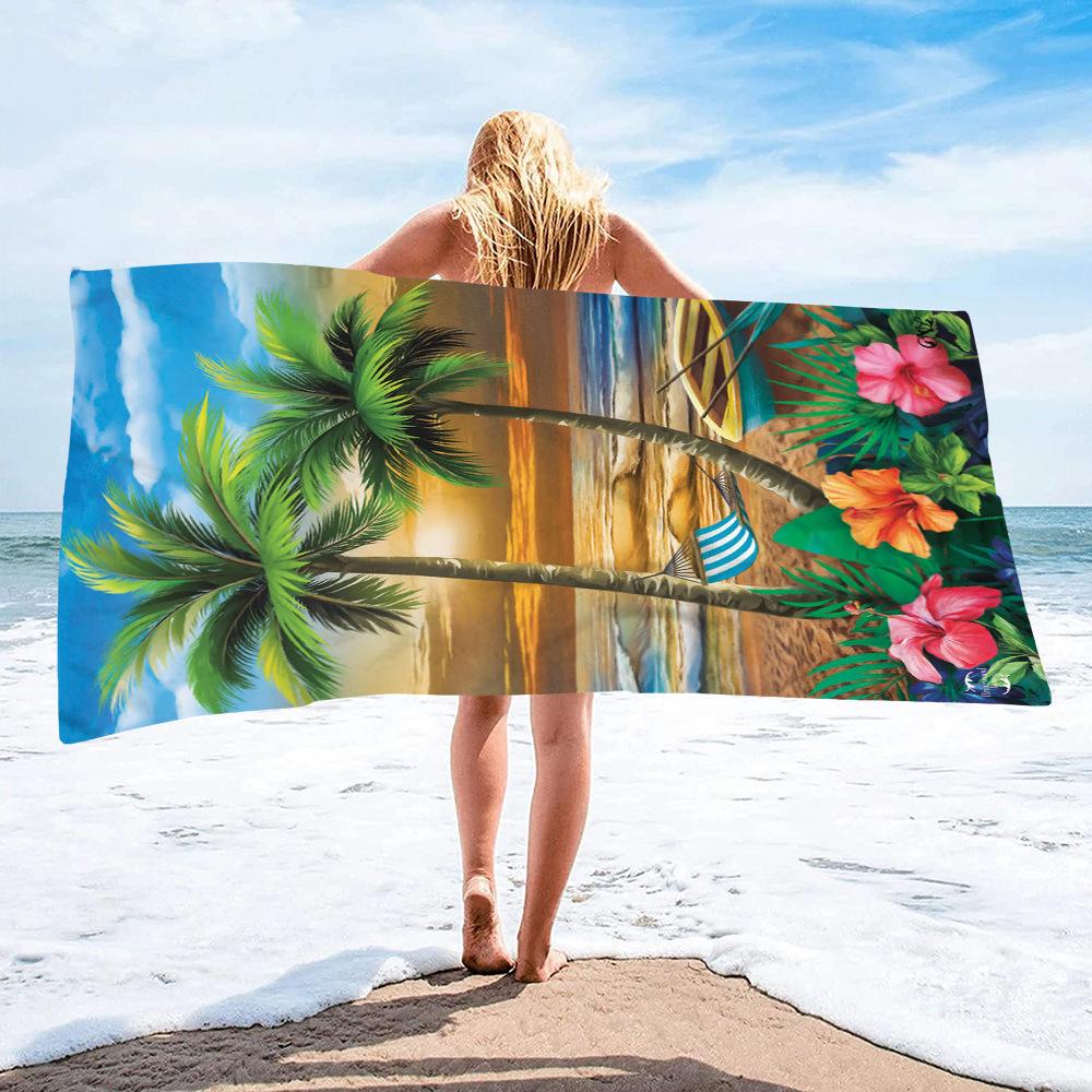 Beach Sandals Collection digital-printed polyester Superfine fiber double-sided fleece Beach vacation bath towel beach towel