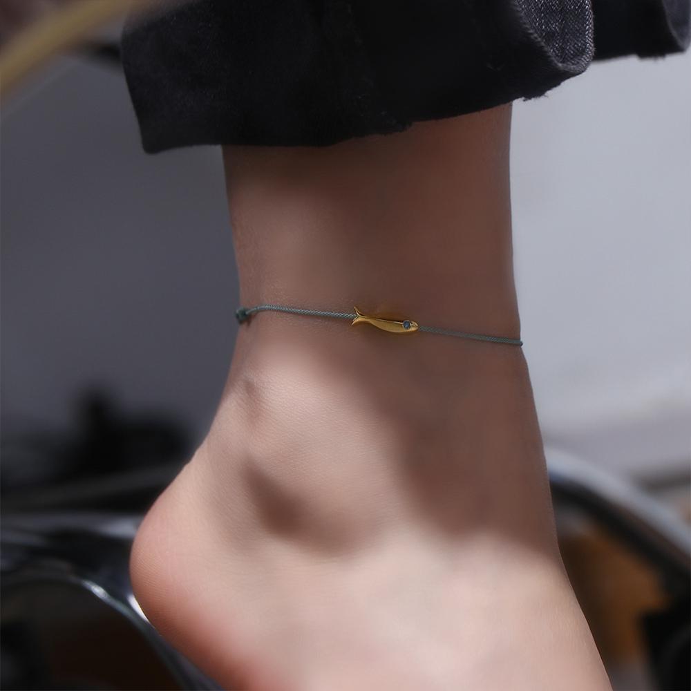 Blue Rope Fish Hollow Geometry Anklets Woven  Fortunately   Bohemian