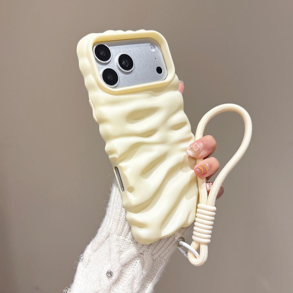 Personalized lanyard pleated pattern, suitable for iPhone16Pro max mobile phone case, Apple 17 new 14/13 matte case