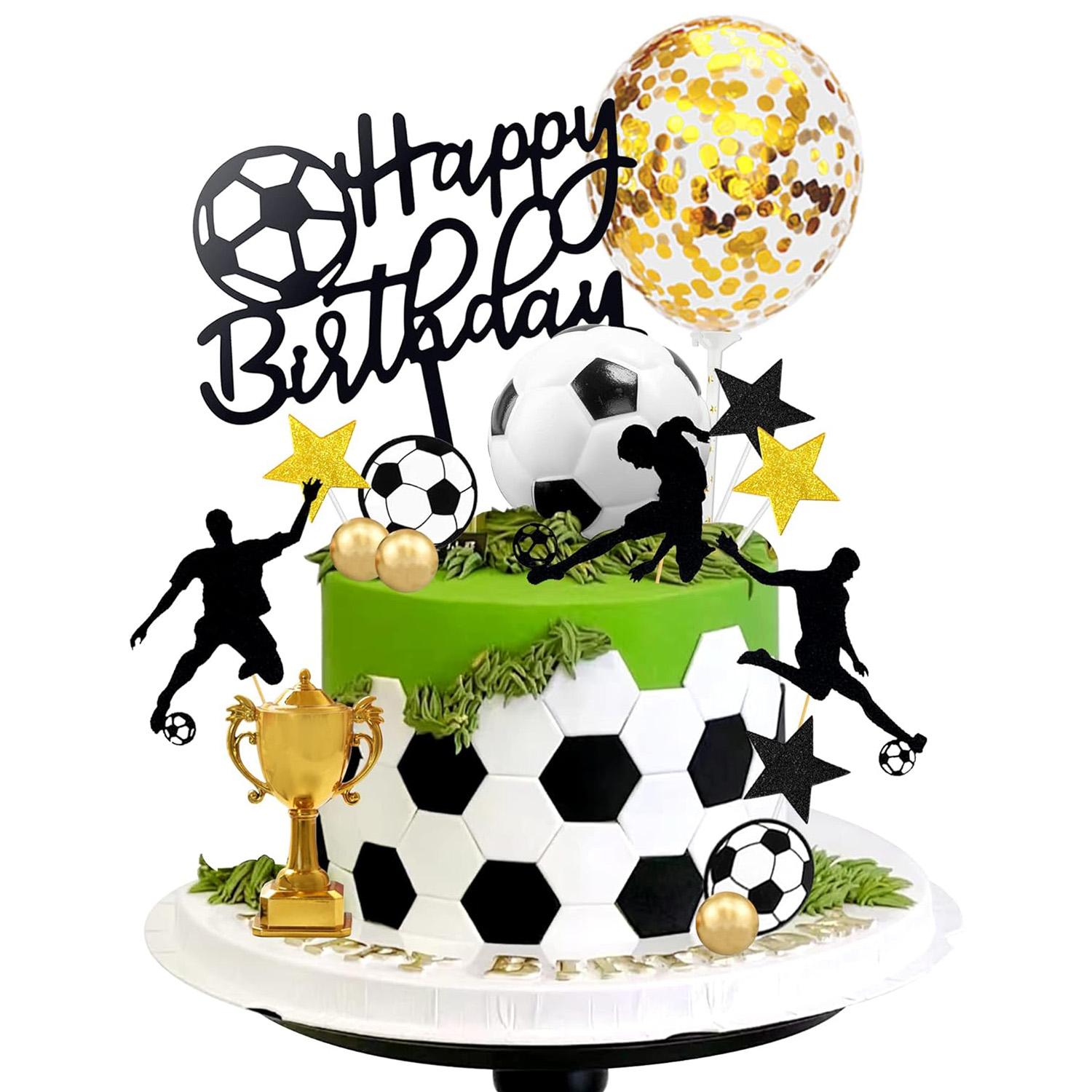 

28pcs Soccer Cake Topper Soccer Ball Player Cake Decorations for Soccer Birthday Party Sport Party Supplies