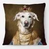European Vintage Royal King Dog In Costume Animals Poster Cushion Cover Schnauzer Decorative Pillow Case