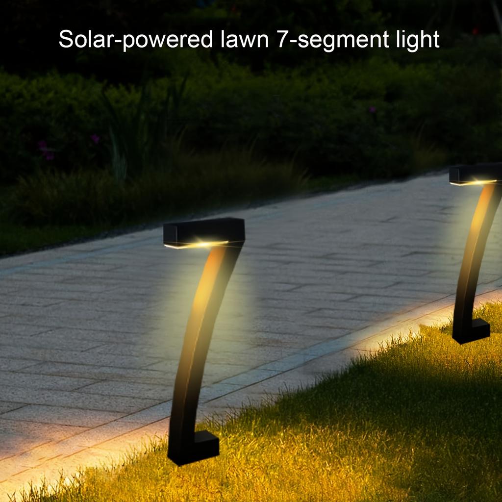 Moderne Geometrische Solarpfadleuchten, 7-förmige Außen-Gartenlampe - Wasserdicht, Warmweiße LED, für Hof, Auffahrt, Rasen Dekoration, Einfache Installation