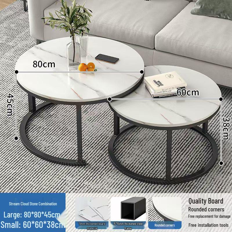Simple Modern Light Luxury Coffee Table - Small Round Side Table for Living Room or Bedroom