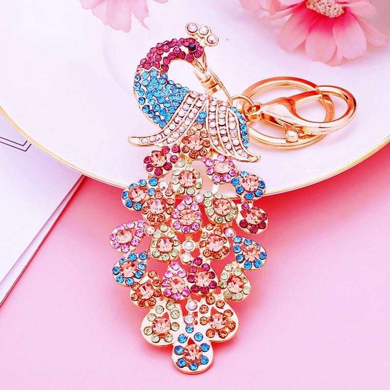 Stunning Rhinestone Peacock Car Keychain Charming Bag Decoration Perfect For Special Occasions