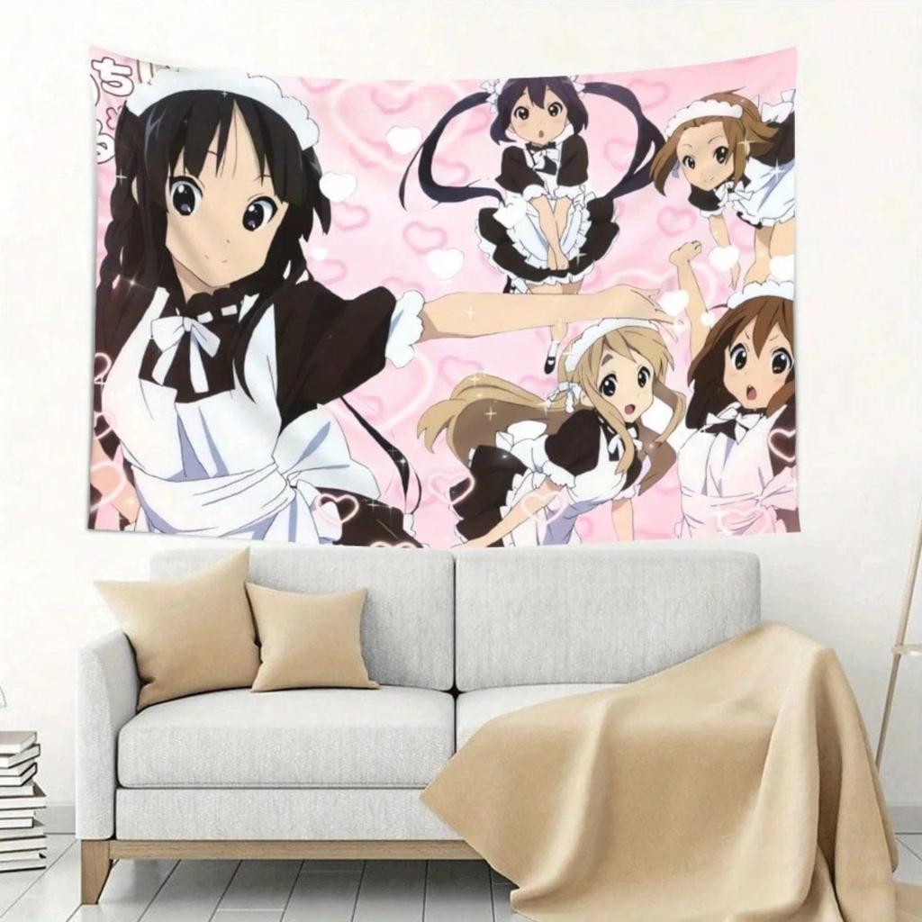 KKON Maid Ver Anime Tapestry Pink Heart Wall Hanging for Bedroom Dorm Decor Kawaii Music Anime Themed Home Decor for Bedro