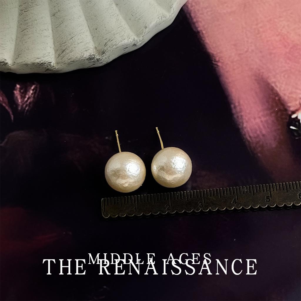 Medieval French retro real cotton pearl flower stud earrings collection temperament elegant earrings