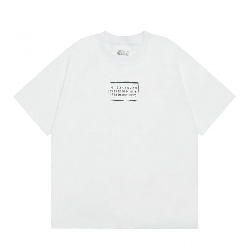 Digital Print MM6 Cotton T-Shirt Men Women Short Sleeve Casual Top 230g