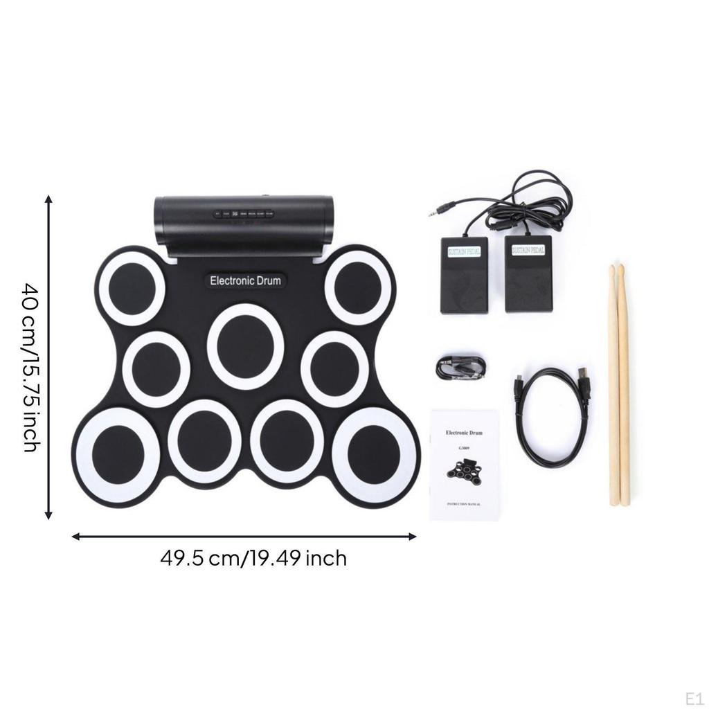 Roll Electronic Drum Set Beginner Friendly Portable Pad Builtin Speakers Music