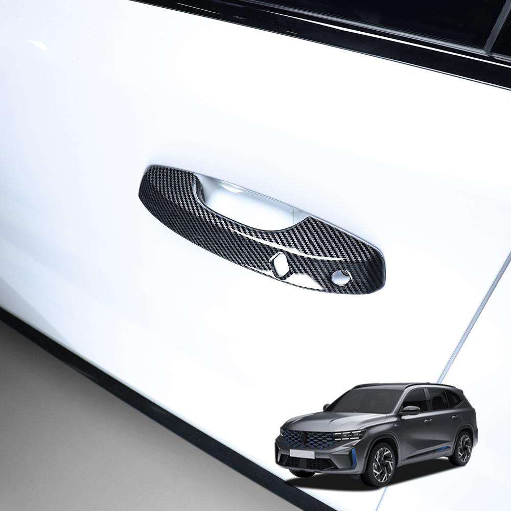 Carbon Fibre Gloss Black Design Exterior Door Handle Trim For Renault Grand Koleos 2024-2026 LHD Auto e Exterior Accessories