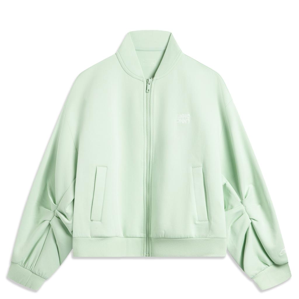 Li Ning Sports Lifestyle Series Casual Simple Solid Color Letter Zipper Baseball Collar Jacket Women jackets Ice-Green AWDV418-5