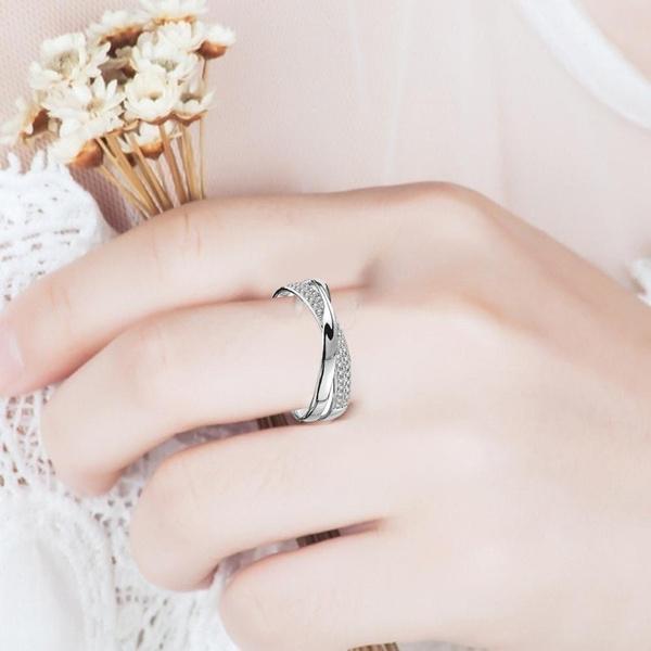 2PCS Simple X-shaped Rings for Women Wedding Engagement Jewelry