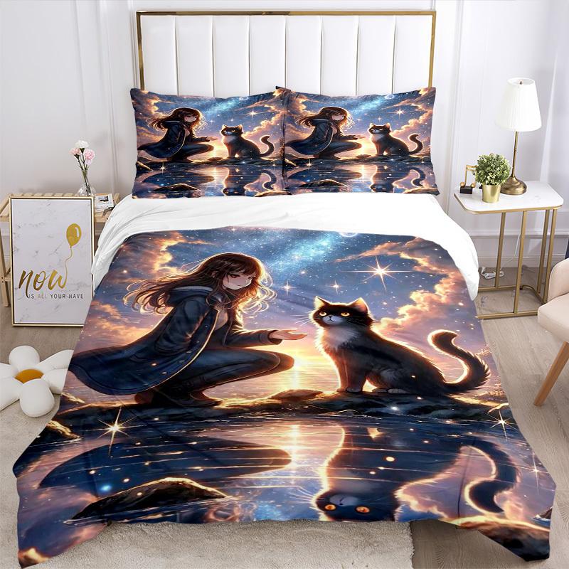 3pcs Anime Cartoon Design Bedding Set - Includes One Quilt Cover and Two Pillowcases (No Core) - Perfect for Bedroom and Guest Room Decorati