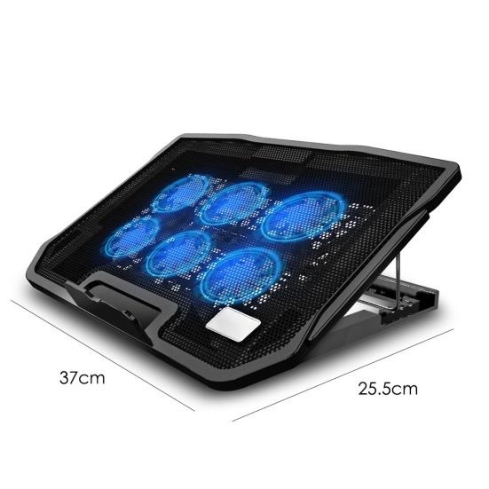2 USB Ports Six Cooling Fans Laptop Cooler Pad Notebook Stand for 14/15.6Inch