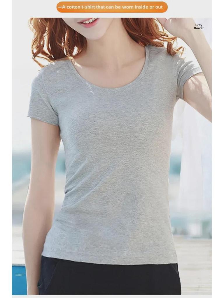 Women's Pure Cotton Short Sleeve Slim Fit Tee - Round Neck, Versatile Base Layer, New Style for Summer, Available In White and Black.