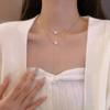 Double-layer pearl collarbone chain Versatile temperament Niche design necklace Female personality Autumn and winter sweater chain