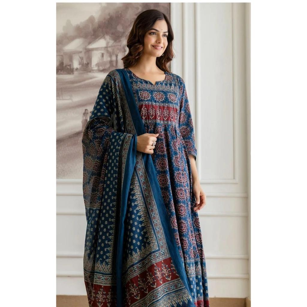 Indian Traditional Anarkali Suit Bollywood Women's Ethnic Kurta Pant Dupatta Set