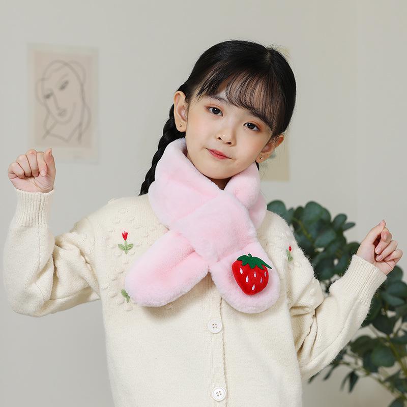 Children's Winter Rabbit Scarf - Thick Faux Fur Neck Warmer for Baby and Parent-Child, Cartoon Design for Christmas and New Year