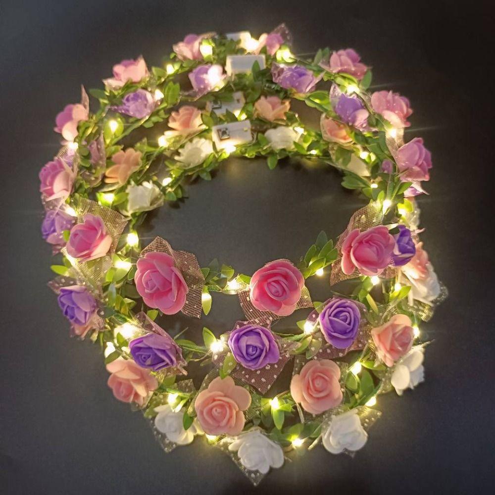 Tiara Flower Crowns Luminous Glowing Wreath Elegant Wreath Headband  Girls