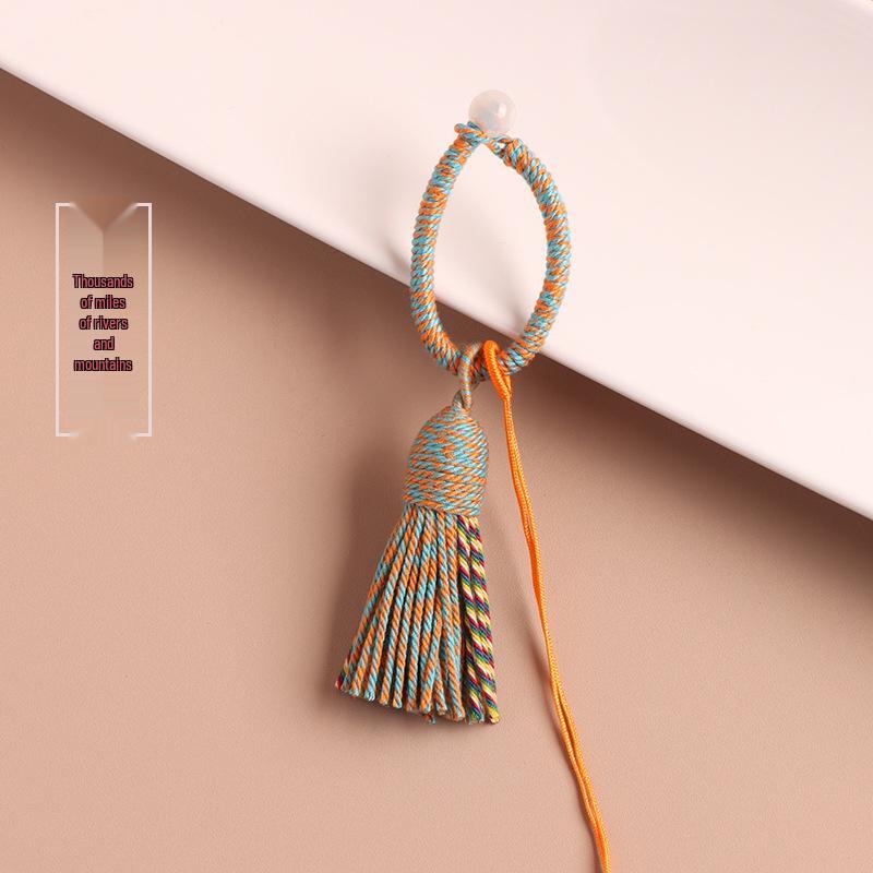 Tassel and Brocade Keychain DIY Set: Bag Accessories & Woven Rope Strap Pendant