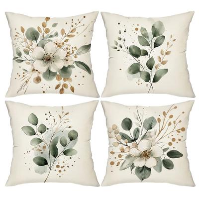 Kissenbezug mit floralem Blattmusterdruck modern minimalistisch Heim Schlafzimmer Raumdekoration Wohnzimmer Sofakissenbezug