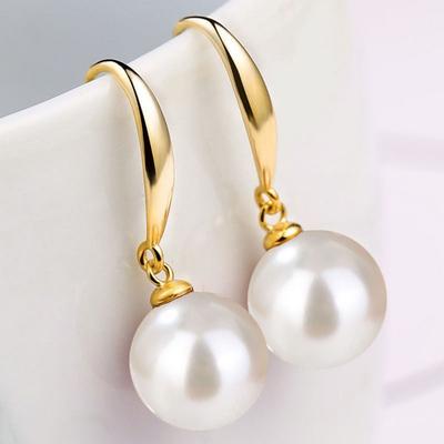 Ball Shape Long Earrings Simulation Freshwater Pearl Ear Hook Exquisite Drop Earrings  Ear Jewelry