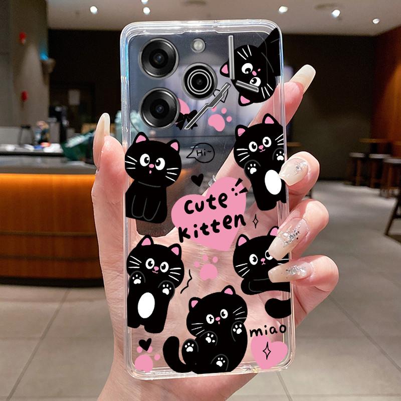 Phone Case For Tecno Pova 6 Pro 5G LI9 Case Tecno Pova 6 5G LI7 Back Cover Luxury Butterfly Flowers Transparent Soft TPU Casing