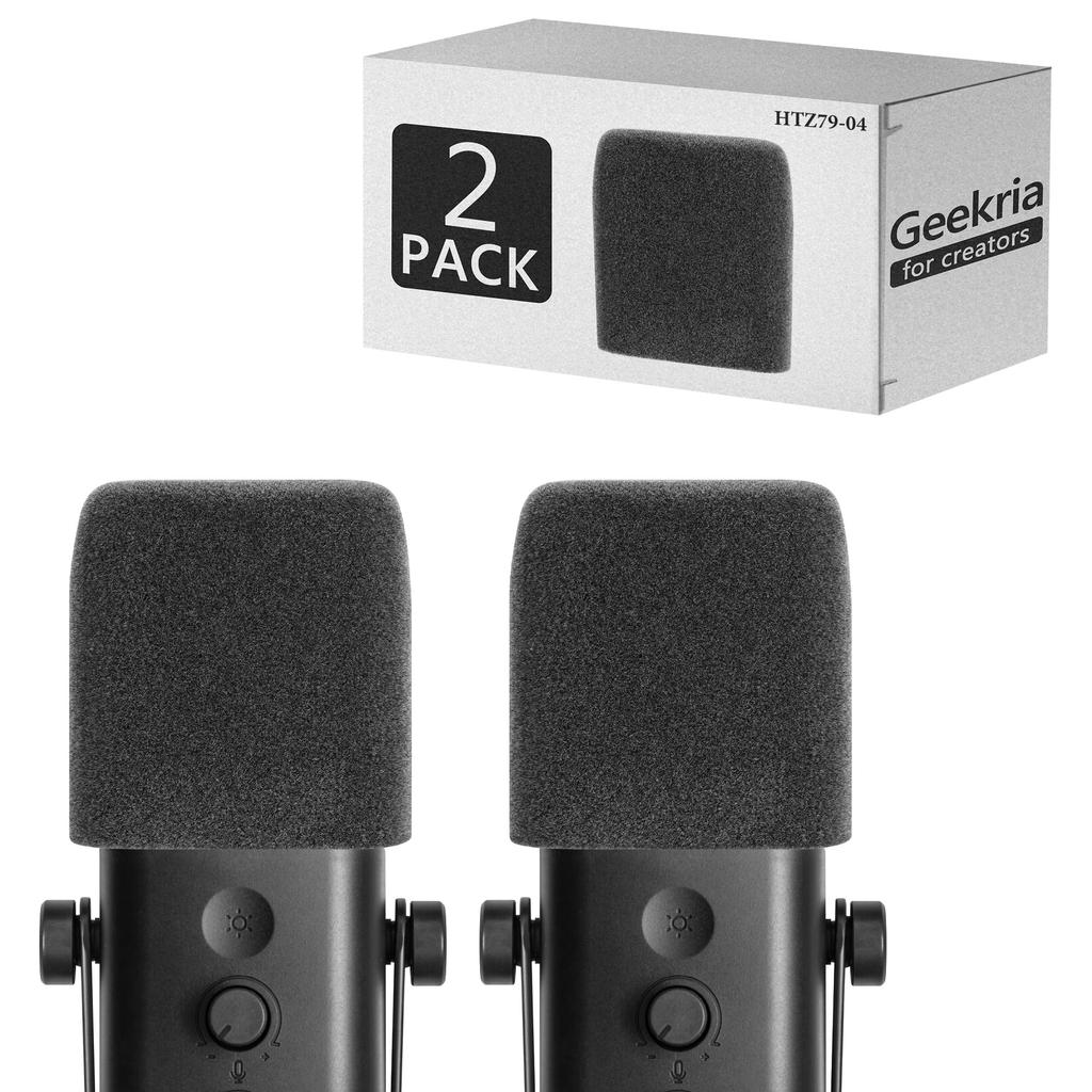 GEEKRIA Creator Microphone Wind Screen FIFINE AmpliGame AM8 Pop Filter Microphone Cover Microphone Windshield Foam Filter Grey 2 Pack