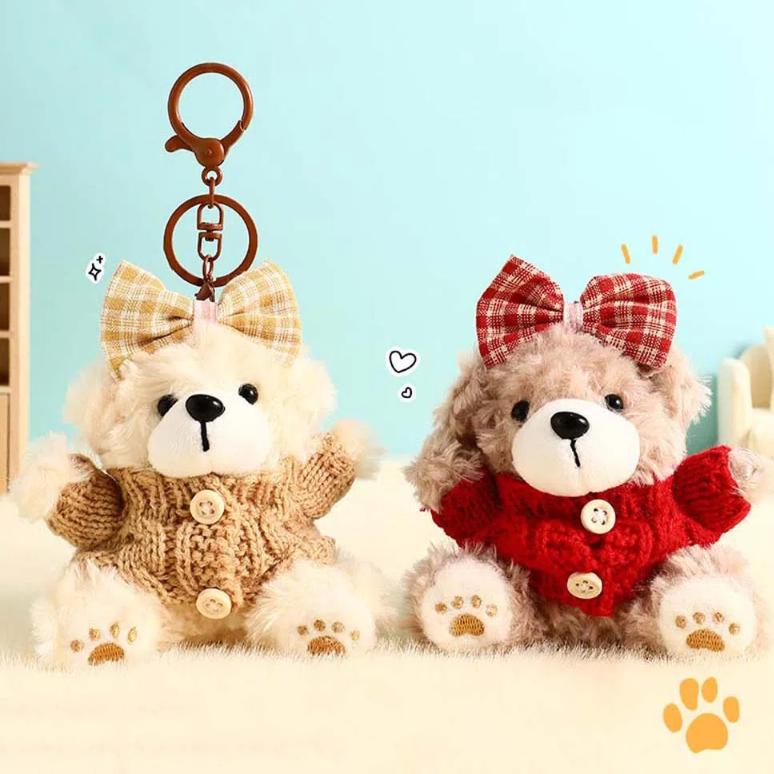 

School Bag Decor Plush Bear Key Ring Zinc Zinc Alloy Hanging Rope Stuffed Animal Pendant Backpack червоний