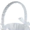 White Flower Girl Basket Bowknot Satin Cloth Baskets with Bowknots and Pearls Decor for Wedding Ceremony Party