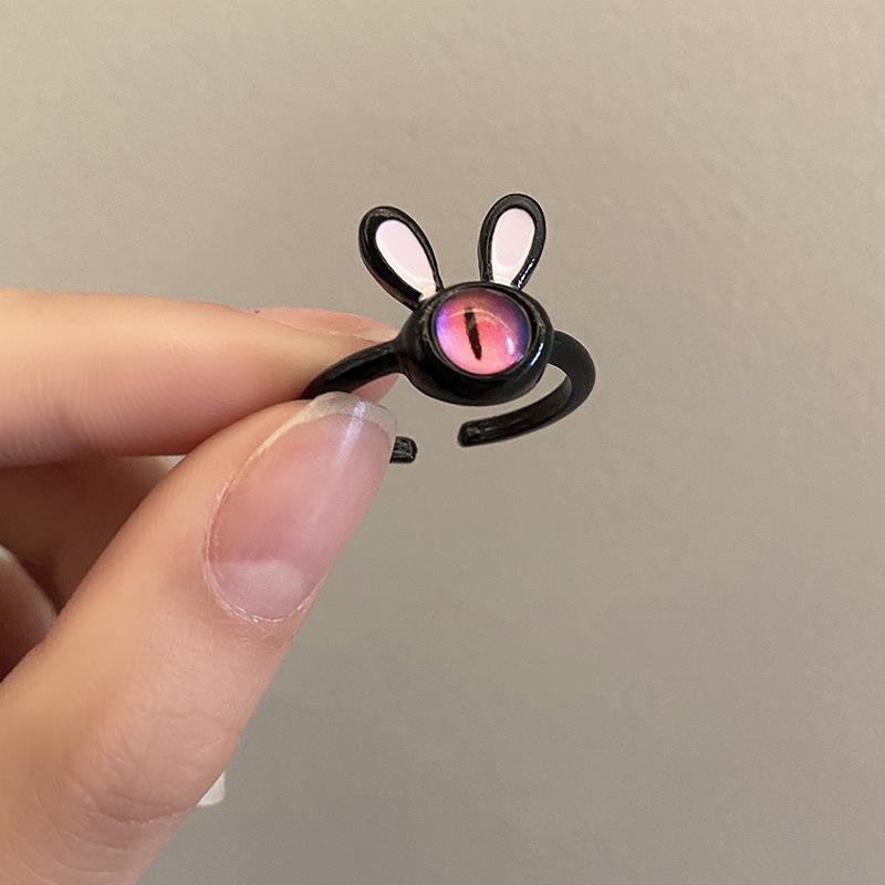 2023 New Fashion Trend Unique Design Elegant Delicate Sweet Black Cat Open Ring Couple Wedding High Jewelery Wholesale