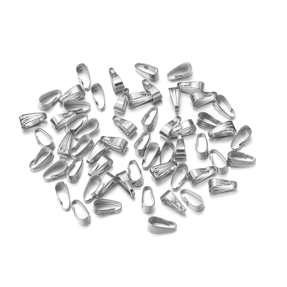 200pcs Pendant Clips Pinch Bail Clasp Connectors Necklace Hooks For Jewelry Making Finding Parts Accessories Supplies