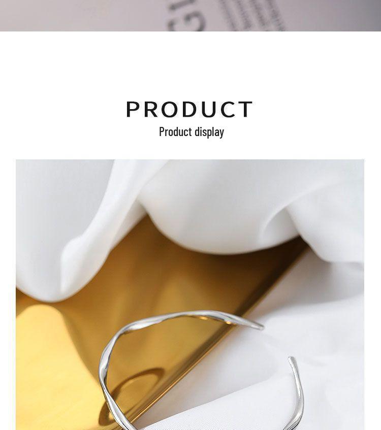 925 Sterling Silver Möbius Loop Open Bangle Women's Bracelet - Young, Light Luxury Design