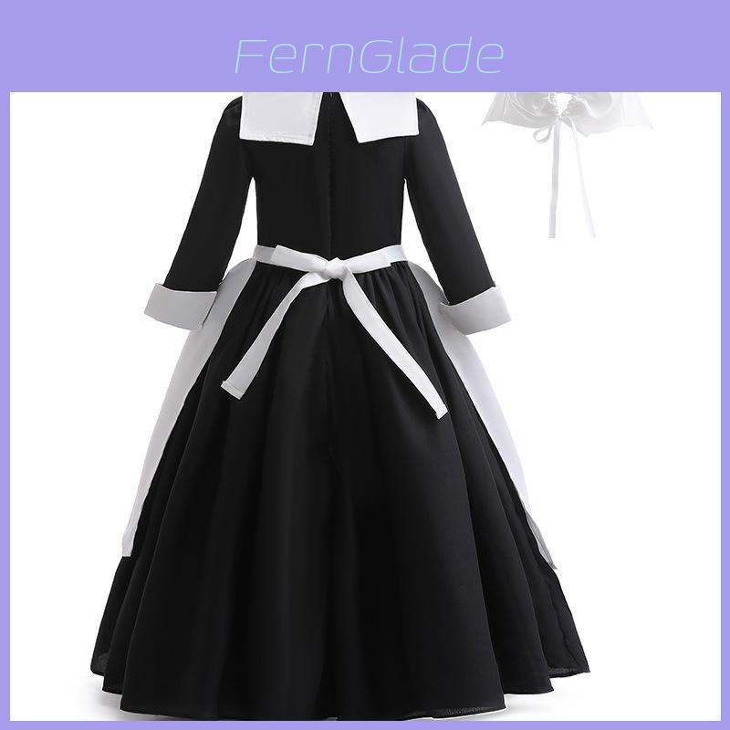 Wednesday Cosplay Girl Dress Set With Satin Fabric For Middle School Girls