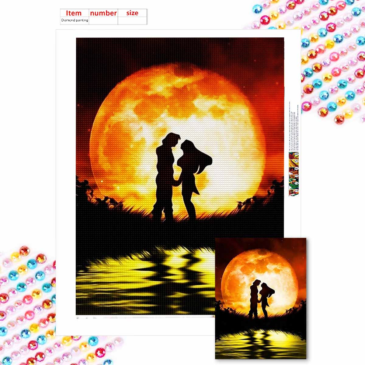 

Полная круглая алмазная живопись Влюбленные, которые целуются Искусство Стразы Картина Мозаика Сделай сам 5D Вышивка крестом Домашнее украшение Round 20x30cm