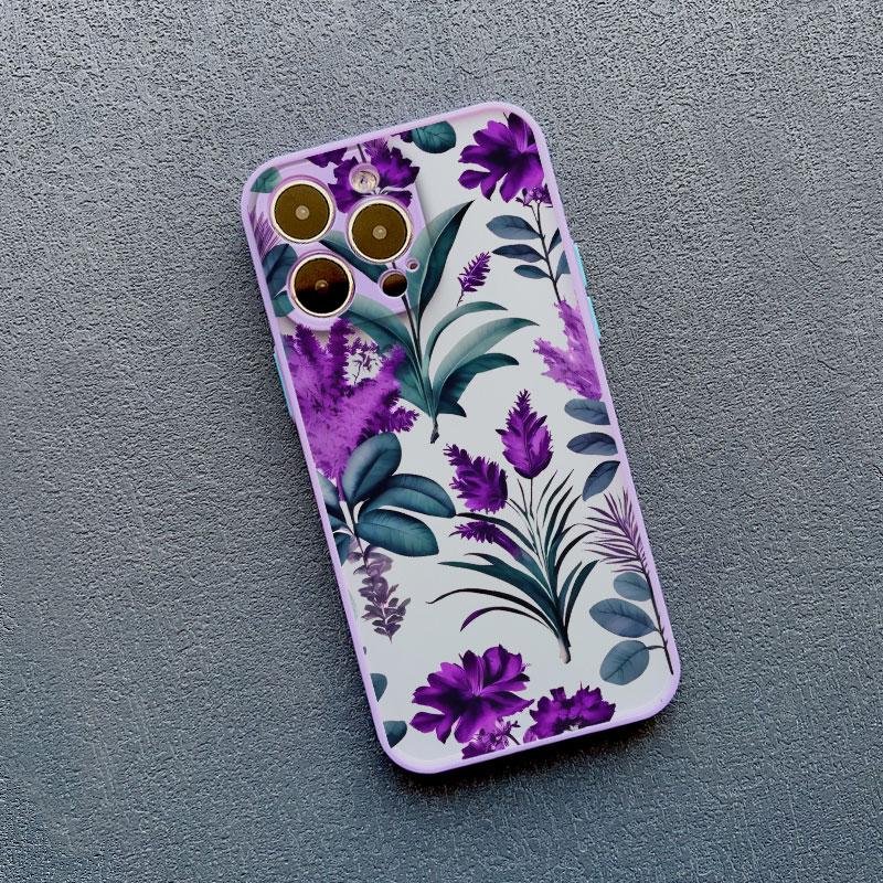 

Чехол для телефона с фиолетовыми цветами тропических растений для iPhone 11 12 Mini Pro Max 13 14 15 16 Pro Max Plus XR XS X, противоударные чехлы iphone 14
