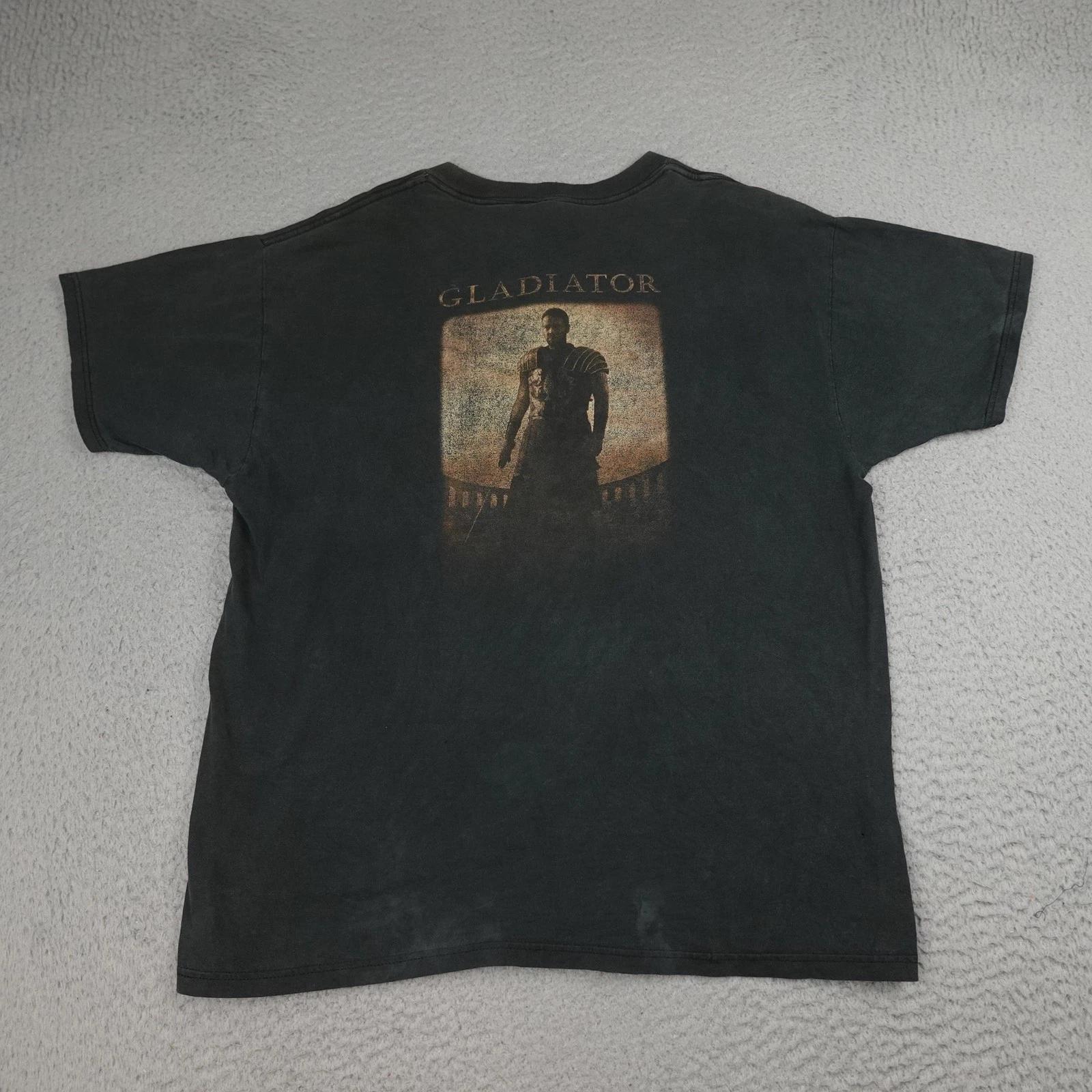 Vintage Gladiator Shirt Mens XL Black Fruit Of The Loom Graphic Movie Tee 2000s 2XL
