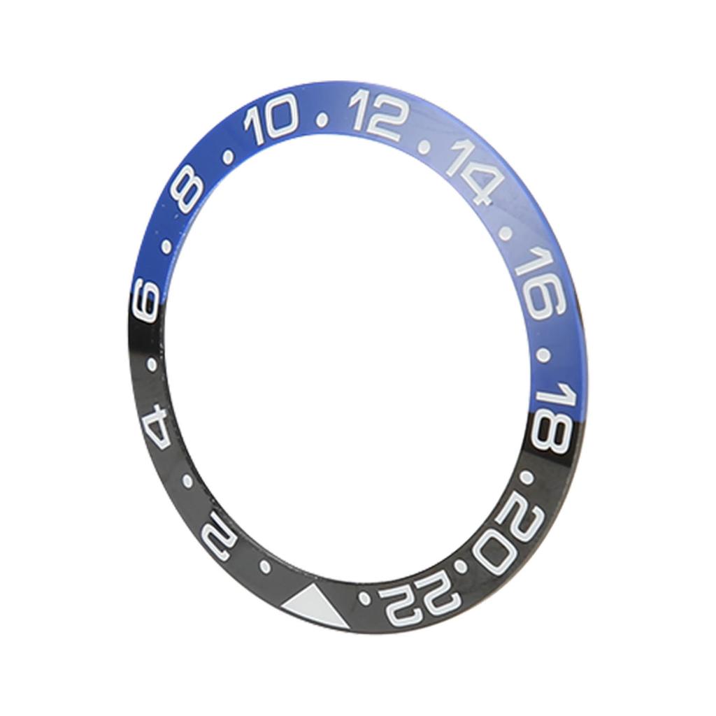 38mm Diameter Black Blue Watch Bezel Insert Base Ring White Character Ceramic GMT Wristwatch Bezel