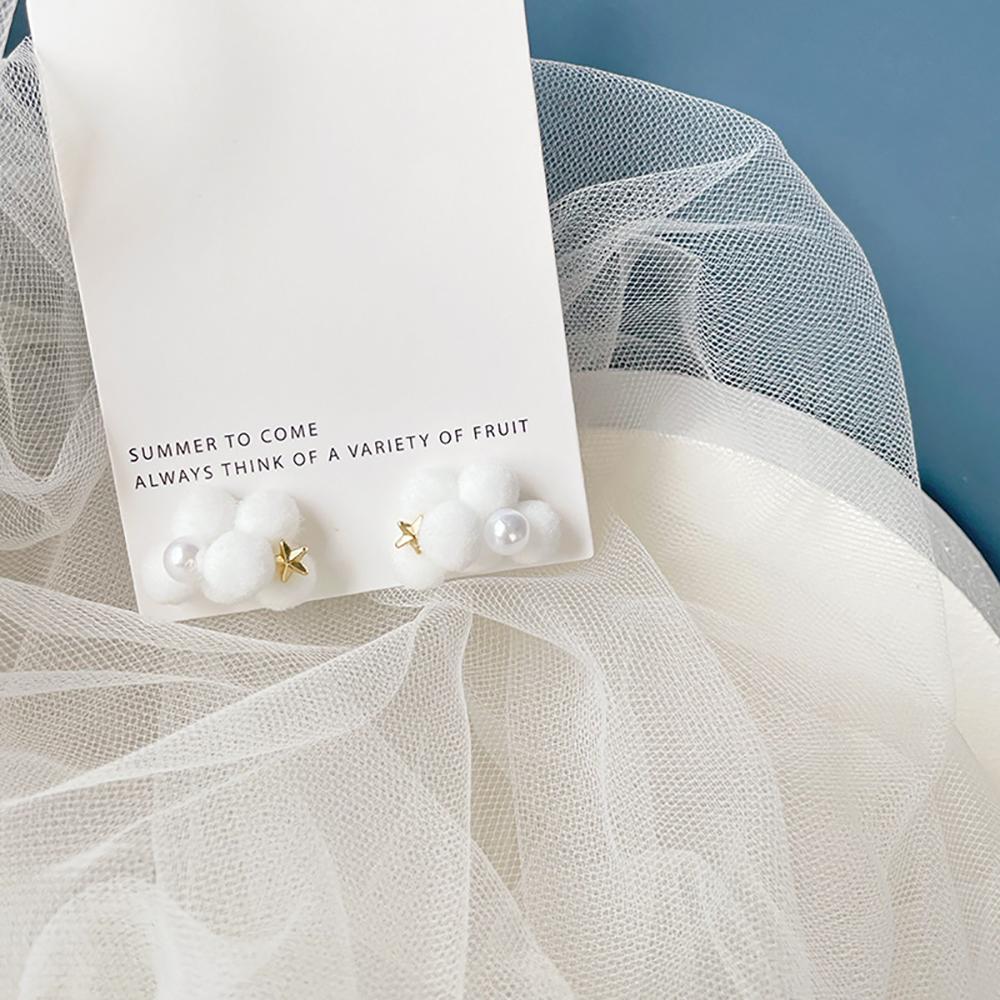 

Unique Korea Hairball Women Bow Fashion Jewelry Drop Earrings Clip Earrings Plush Cloud Earrings A