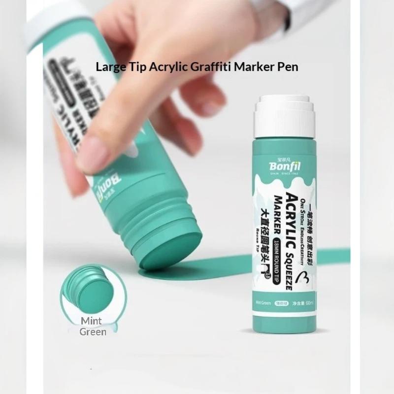 1Pcs 3Cm Jumbo Felt Tip Acrylic Paint Markers Graffiti Jumbo Colored Markers For Rock Painting Stone Ceramic Glass Wood Canvas