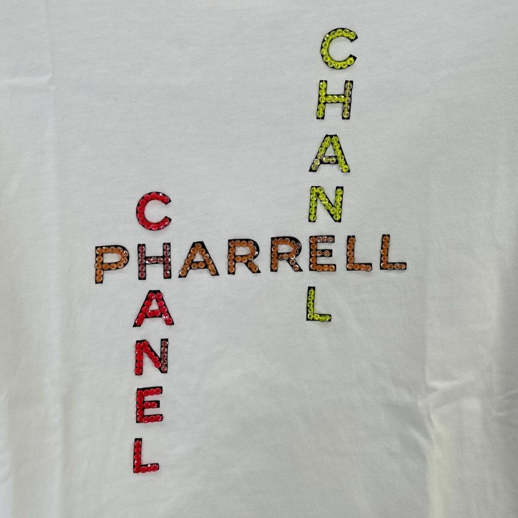 CHANEL Pharrell Williams P61052 T-shirt (Bees Logo) tops S whiteUsed