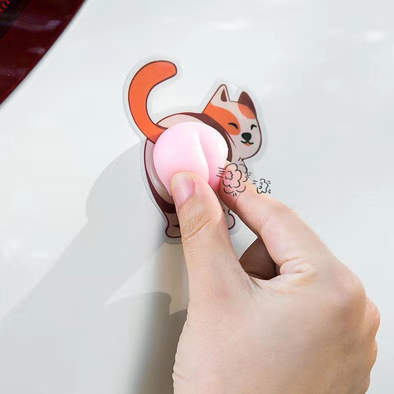 4Pcs Cute White Bear Dog Squeeze Toy DIY Bumper Sticker Soft Squishy Stress Relief Novelty Kids Adults