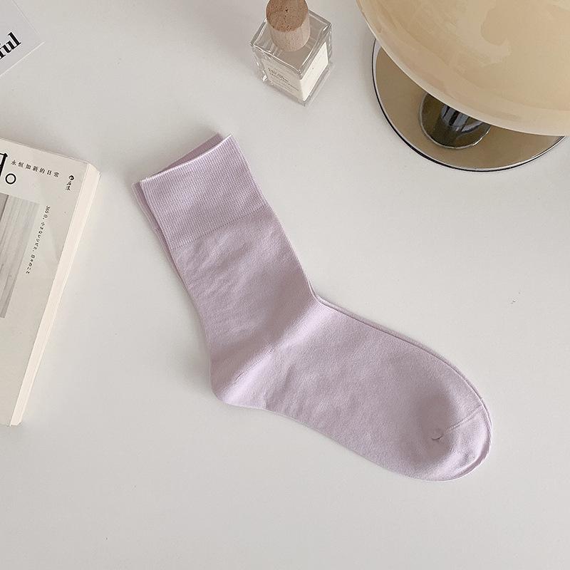 Spring/Summer Breathable Cotton Socks: Thin, Anti-Pilling, Seamless Postpartum Comfort, Solid Color, Casual Fashion